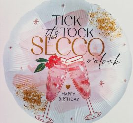 Folienballon Happy Birthday Secco o´Clock; rund; 71cm