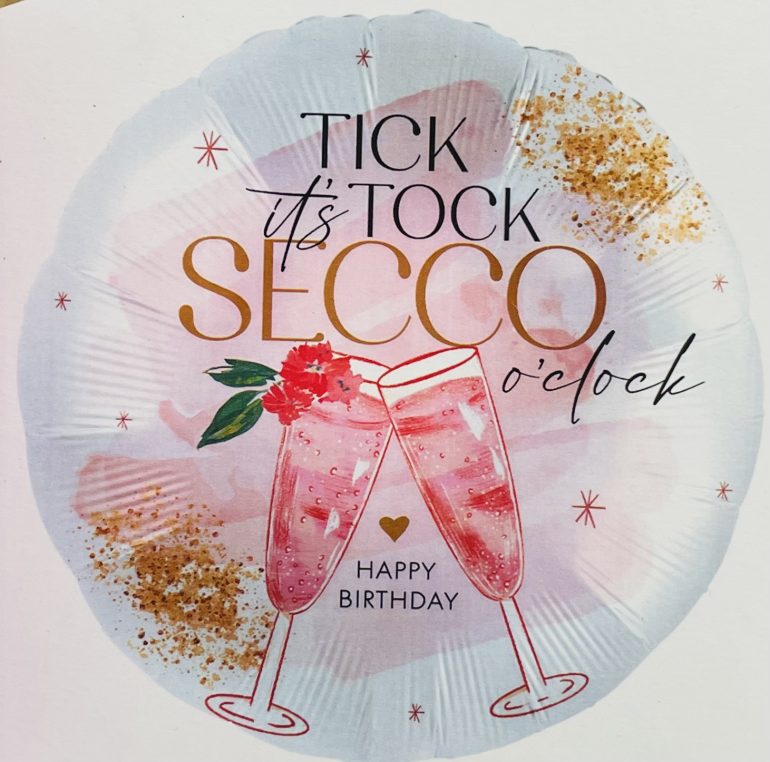 Folienballon Happy Birthday Secco o´Clock; rund; 71cm